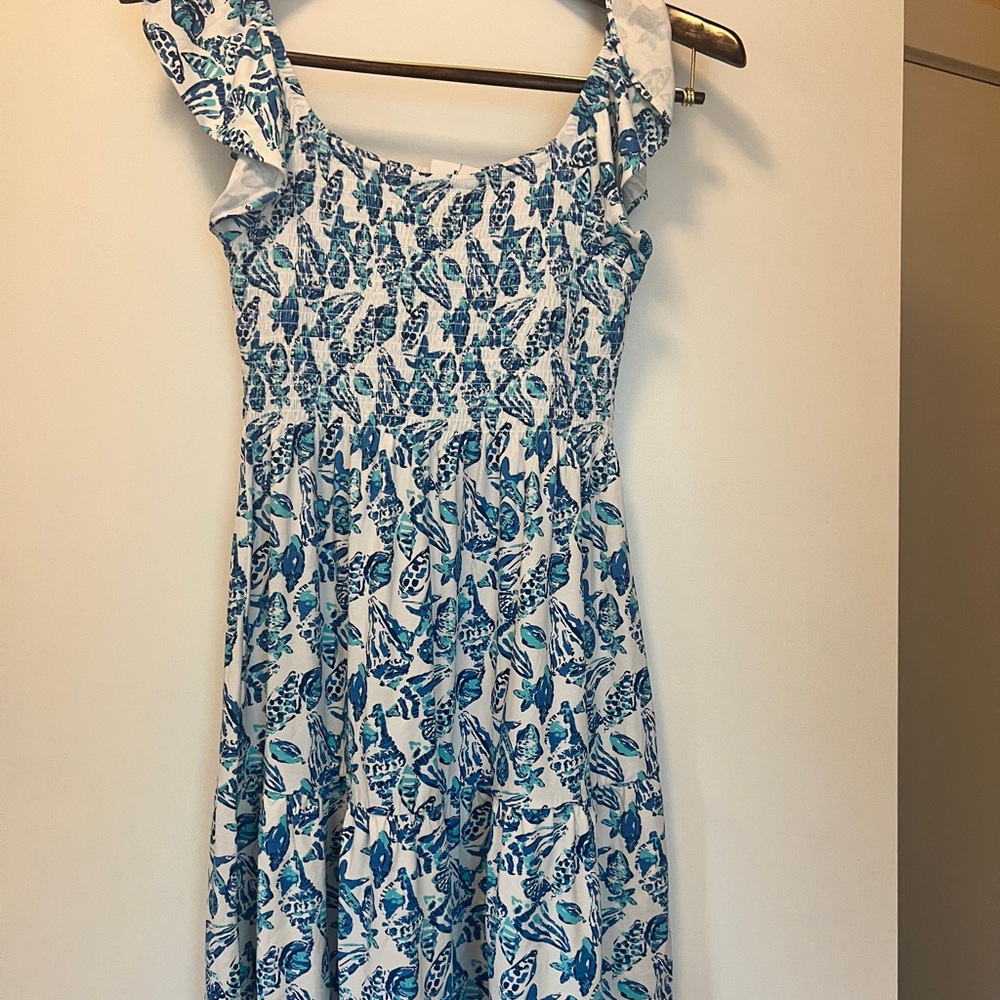 Lilly Pulitzer Blue and White Smocked Dress
